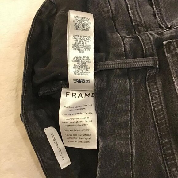 FRAME 24 Le Crop Mini Boot Women’s Jeans Faded Black Frayed Hems Stretch - Picture 10 of 10